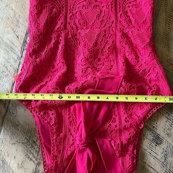 NWT ML Monique Lhuillier Lace Midi Red 
Trumpet Dress|size 8. - Picture 6 of 12